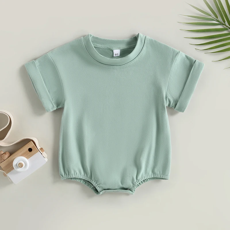 Unisex Baby Boy Girl Short Sleeve Bubble Romper Oversized T-Shirt Bodysuit Top Summer Baby Jumpsuits Clothes