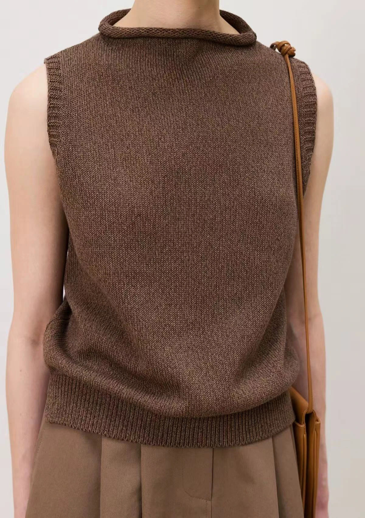 

Вязаный жилет премиум-класса с манжетами для поездок на работу, весна-лето, Новое поступление, женский модный цвет свободного покроя