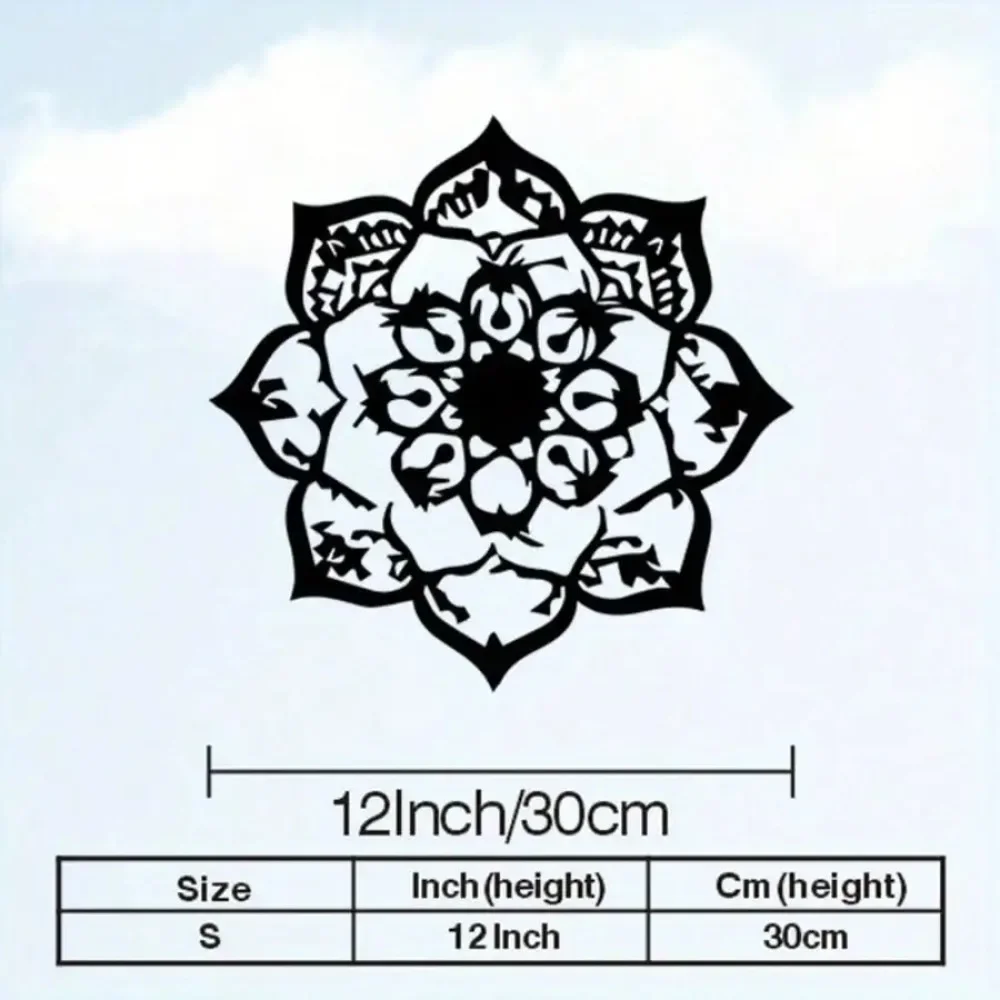 CIFBUY Metal Wall Art Iron Lotus Decor Abstract Mandala Hanging Powder Coated Black White Ironwork For Home Office Room Decor