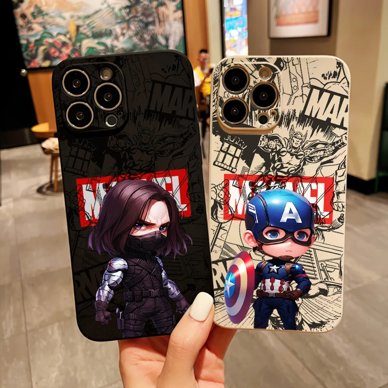 Captain America Bucky Barnes Phone Case For iPhone 15 14 13 12 11 Pro Max 7 8 Plus 13 12 Mini X XR XS Max Liquid Silicone Back