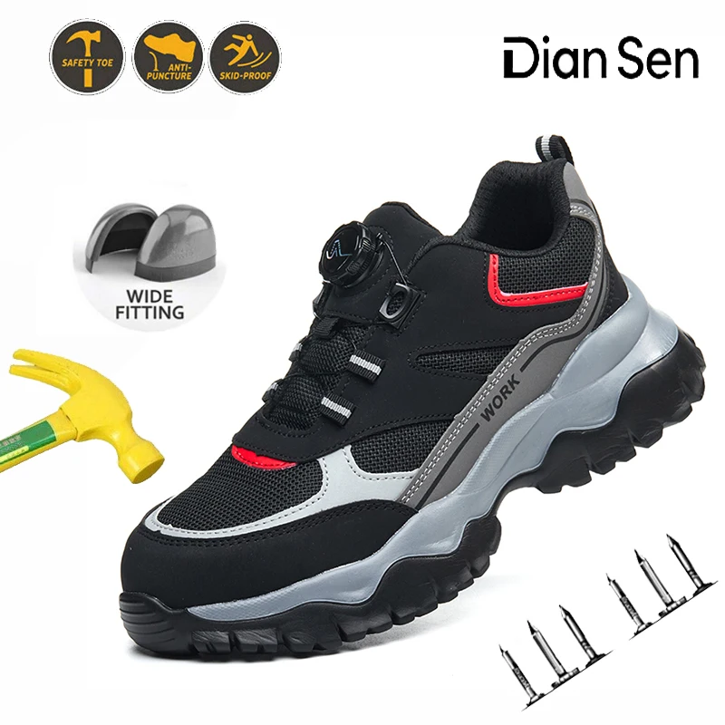 Mens Safety Shoes With Steel Toe Comfortable Boots Lightweight Breathable Sneakers Puncture Proof Anti-smash Outdoor Work Shoes