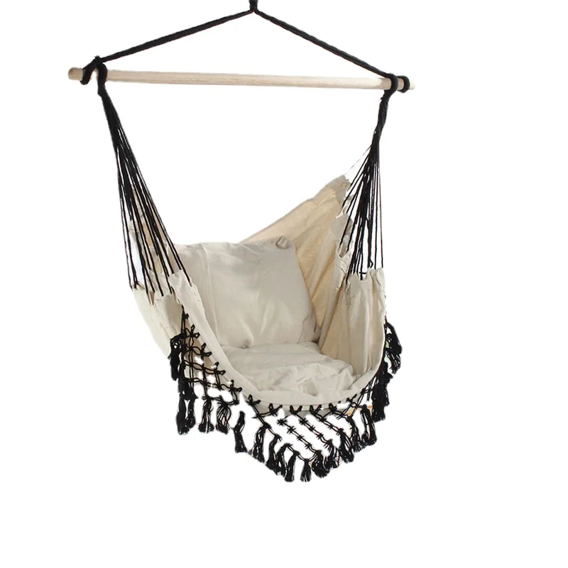 

130 x100 x100cm Nordic style Home Garden Hanging Hammock Chair Outdoor Indoor Dormitory Swing Hanging Chair with Wooden Rod