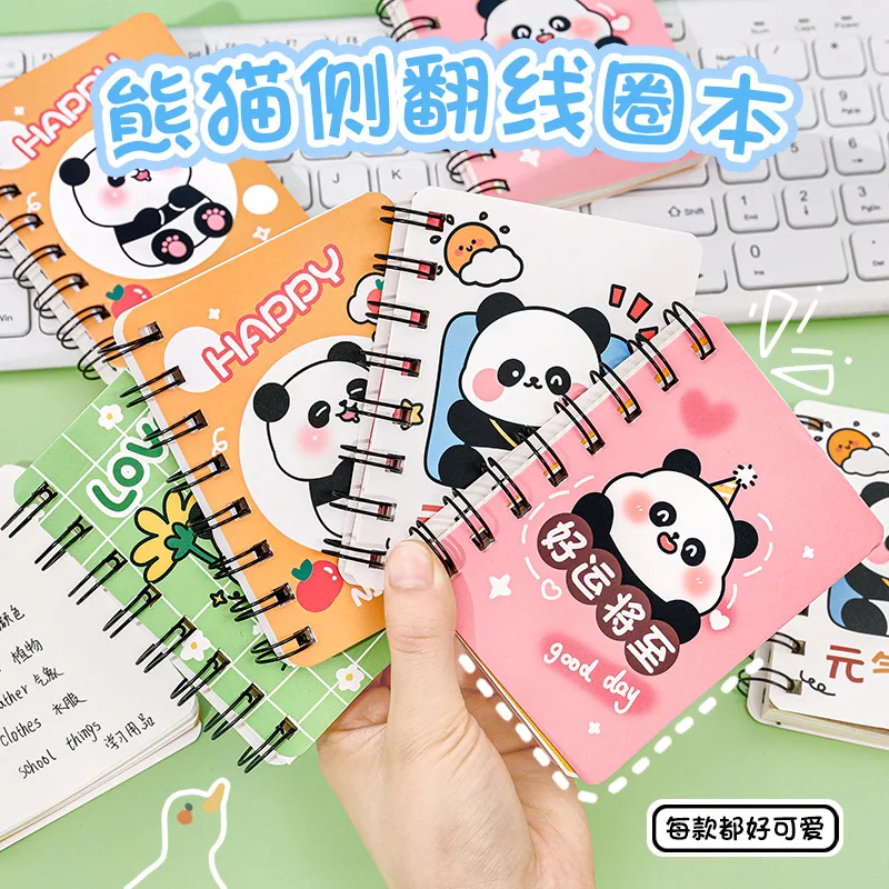 Kawaii Chubby Panda Cartoon A7 Coil Notebook 80 Pages Pocket Notepad Office School Learn Supplies Mini Kawaii Diary Journal