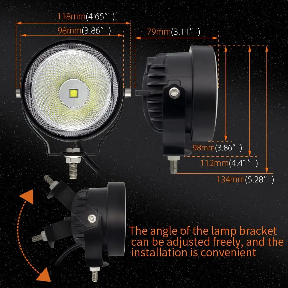 NLpearl 2pcs 12V 24V Led Work Light Offroad 4 Inch Round Spotlights Fog Light For Car ATV Dirt Bike Pickup Truck Boat Motorcycle