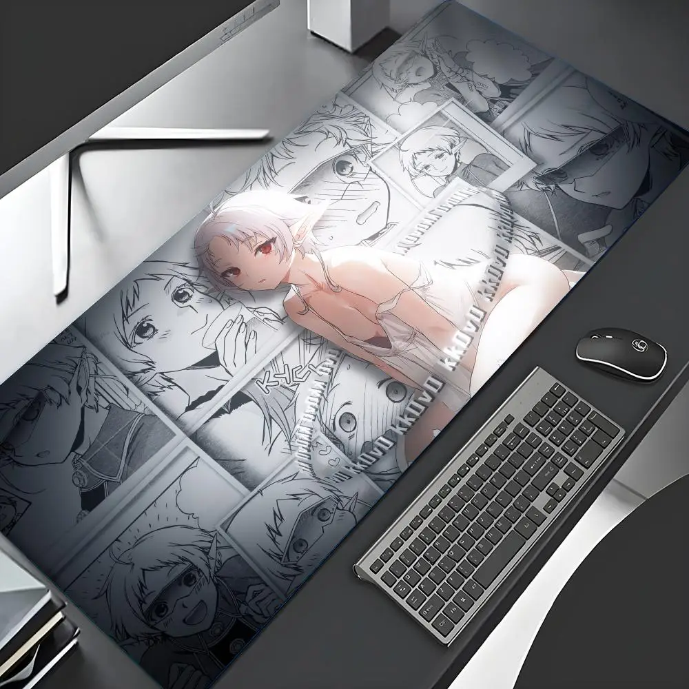 

Черный и белый милый коврик для мыши в стиле аниме для девочек, большой коврик для компьютерного офисного игрового стола, резиновые противоскользящие коврики для игровой клавиатуры XXL