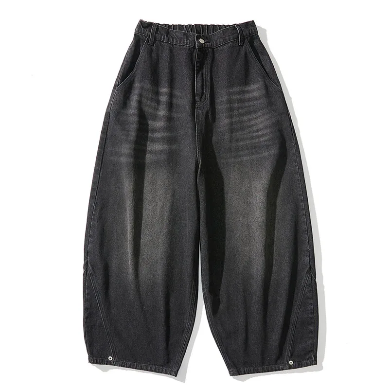 Retro Style Men Oversized Wide Leg Jeans Washed Vintage Baggy Distressed Denim Pants - view 6