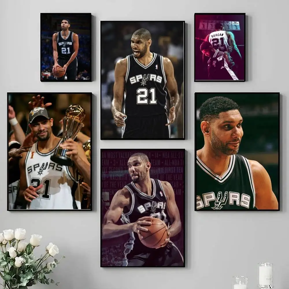 Tim Duncan Poster Self-adhesive Art Waterproof Paper Sticker Coffee House Bar Room Wall Decor