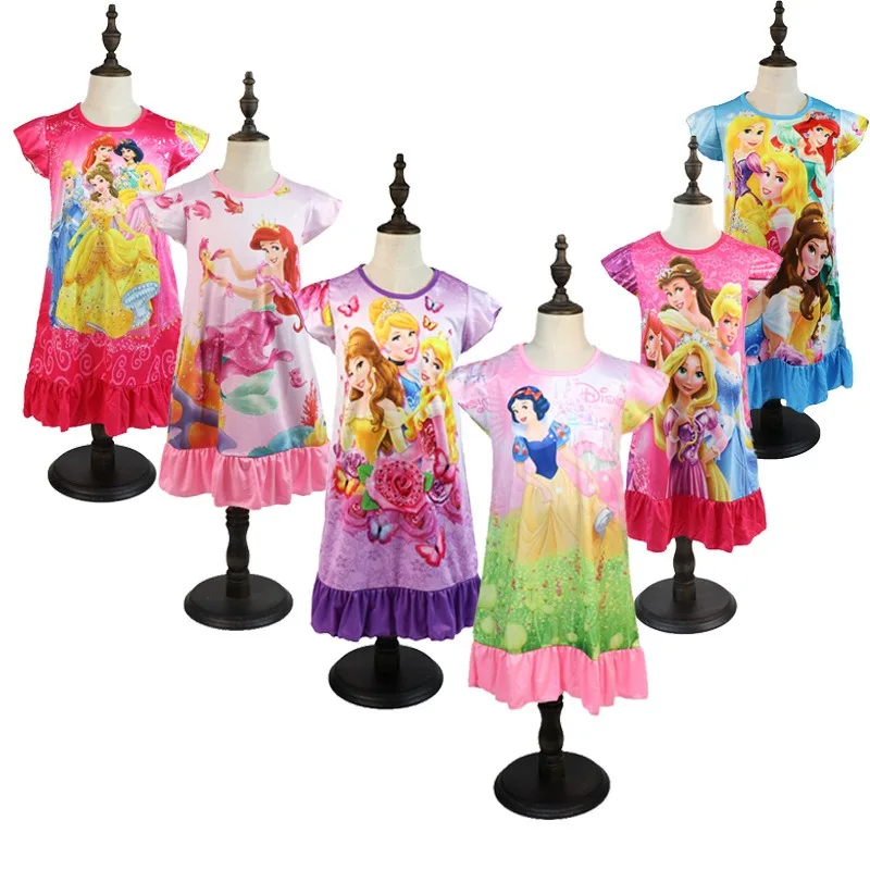 

Girls Dress Casual Snow White For Children's Summer Short Sleeve Pajamas Cartoon Disney Clothes Kids Pajamas Ariel Costumes 3-8Y