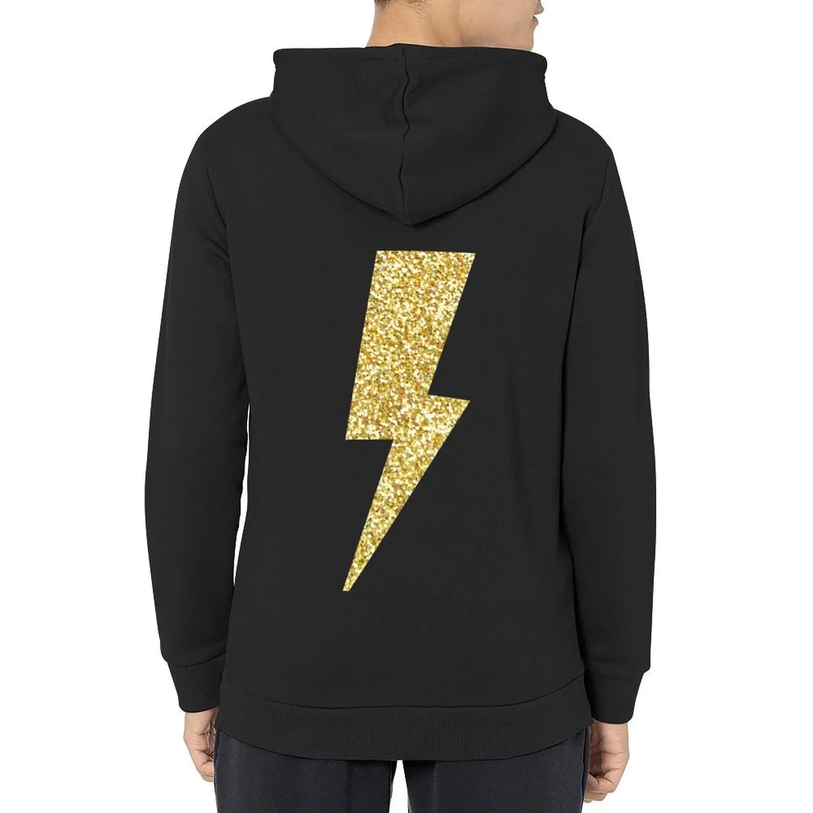 

Sparkly Gold Lightning Bolt Hoodie graphic t shirts men blouse men's clothes autumn jacket men man hoodie