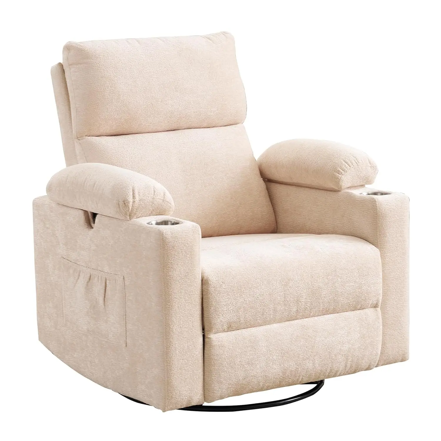 

Adjustable Armrest Massage Heat Glider Rocking Chair Nursery Breastfeeding Swivel Chenille, Customized