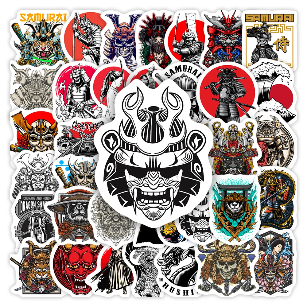 Japanese Samurai Stickers Bushido Mask Cool DIY Gifts Decorative Decal for Motorcycle Helmet Phones Laptops Waterproof