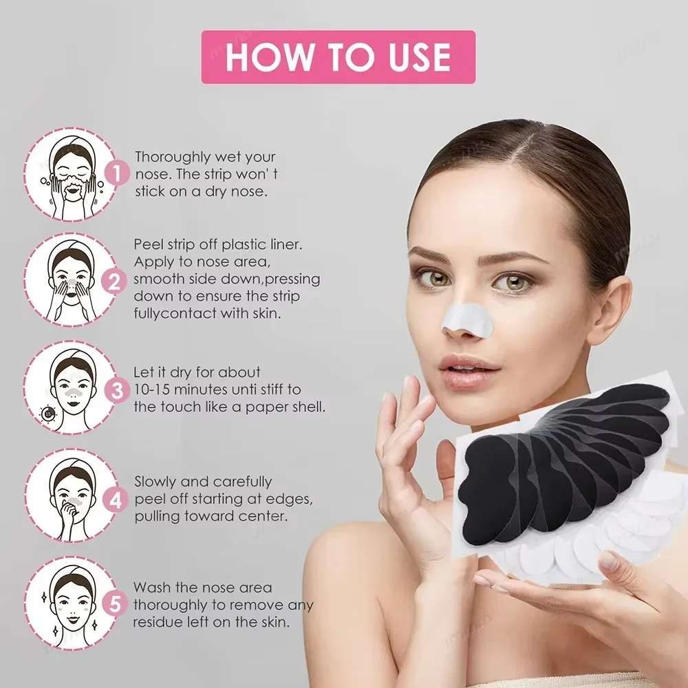 100PCS Premium Bamboe Houtskool Mee-eter Verwijderen Neus Porie Strips, neuspleister Exfoliërende Schoonheid Diepe Reiniging Neusverzorging Patch