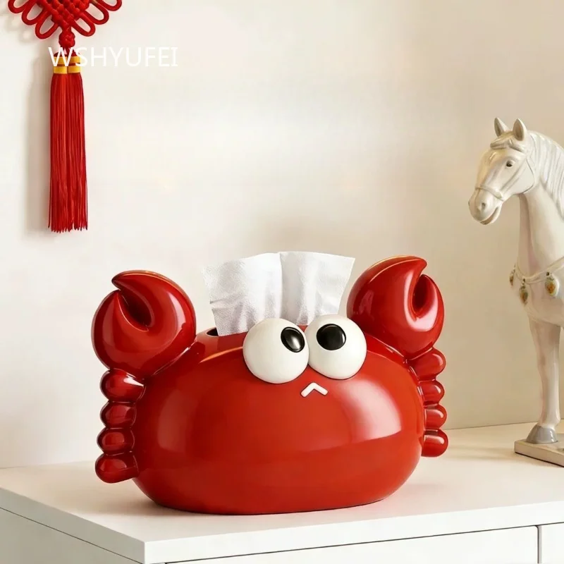 

Crab Tissue Box Ceramic Restaurant Cute Tissue Storage Box Household Paper Box Small Animal Decorative Ornaments Organization