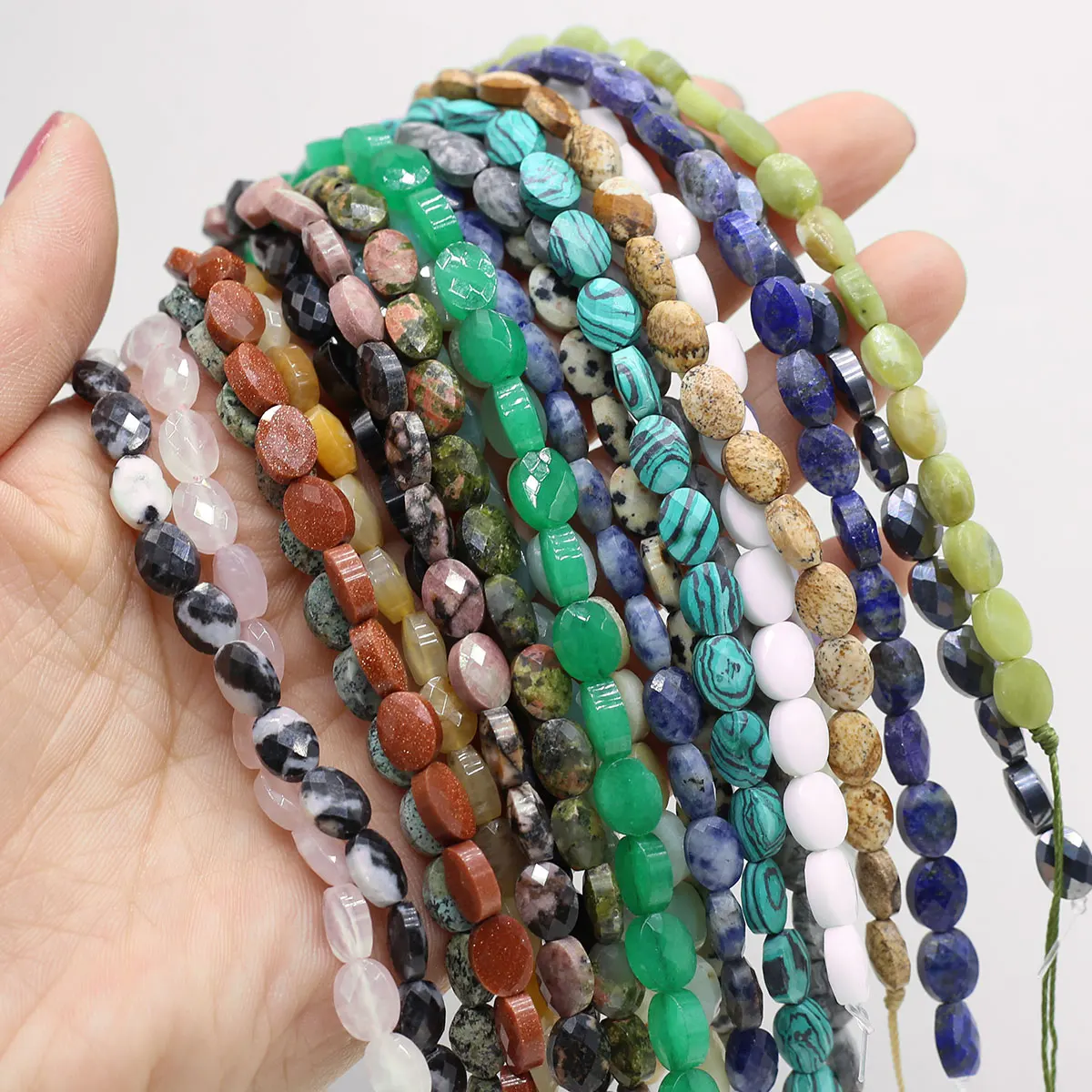 

Natural Stone Bead Oval Shape Amazonite Black Onyx Spacer Bead for Jewelry Making DIY Bracelet Necklace Party Gifts