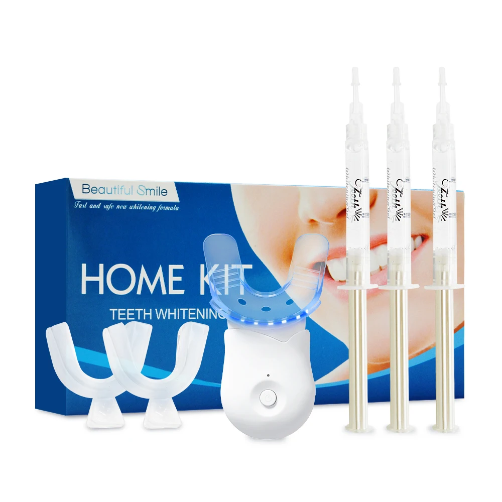 Beautiful Smile Teeth Whitening Kit 3pcs Teeth Whitening Bleach Gel 6 LED Blue Light  Mouth Tray For Teeth Whitening