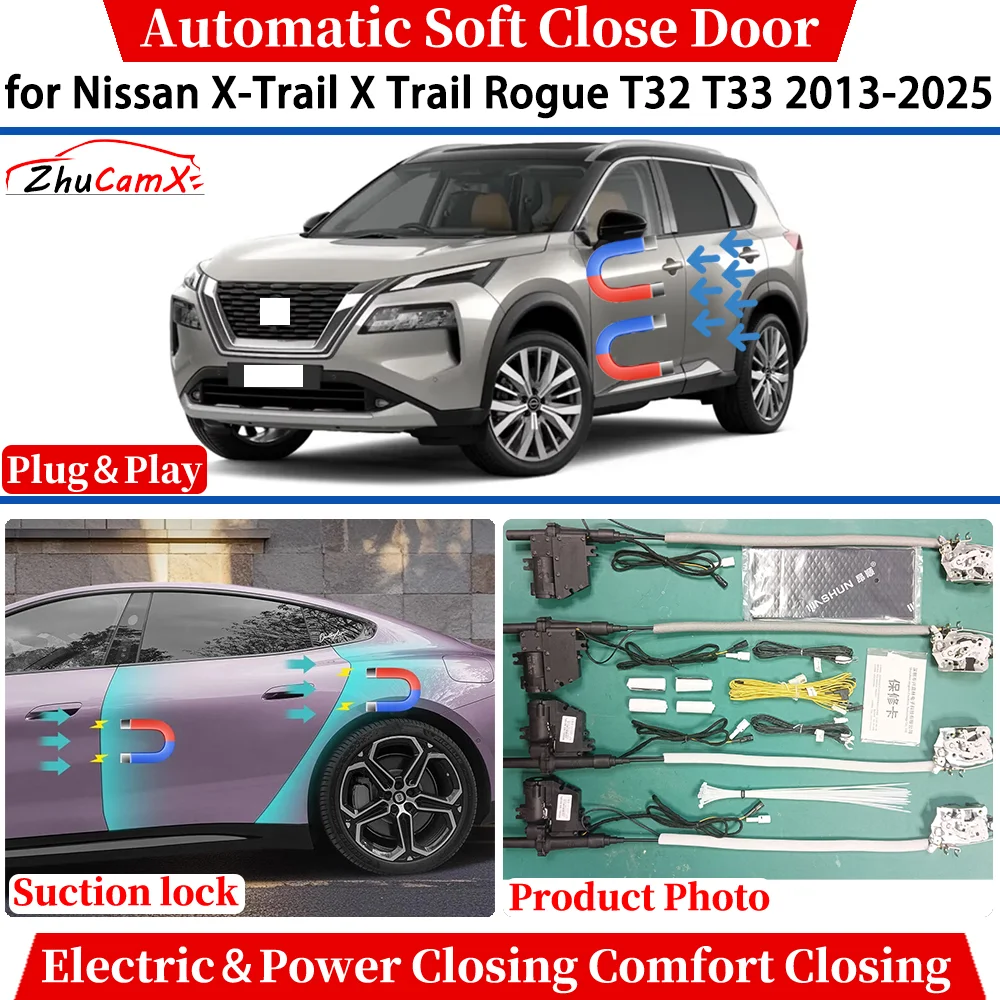 for Nissan X-Trail X Trail Rogue T32 T33 2013-2025 Car Automatic Soft Close Door Electric Power Comfort Closing Suction lock