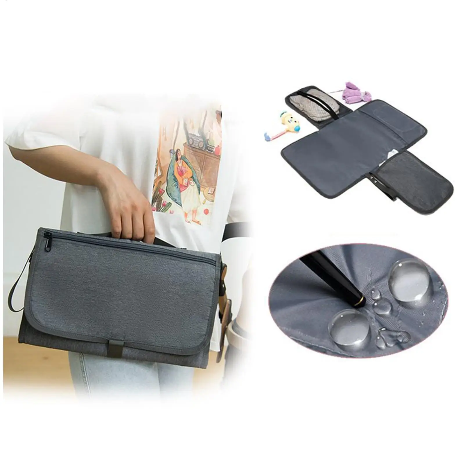 

Сумка для подгузников, водонепроницаемый органайзер для хранения, сумка для детских подгузников с пеленальной подушечкой для повседневных пляжных путешествий, коротких поездок, семейных прогулок