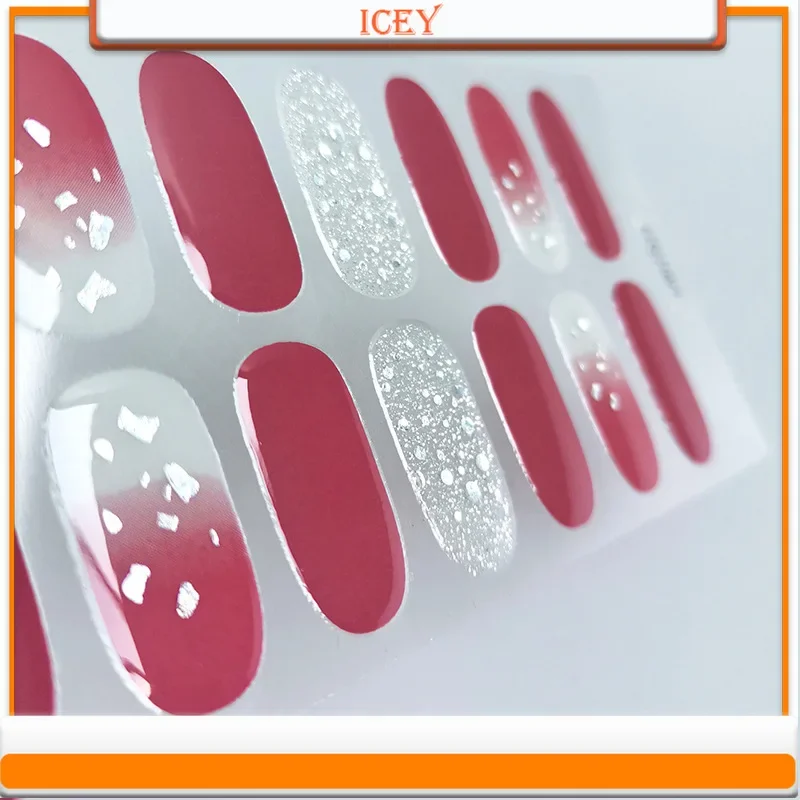 Icey Beauty Geen Bak Gel Nagelsticker Bronzing Laser Gel Nagelsticker Herfst en Winter Geleidelijke Verandering Gel Nagelsticker Sieraden