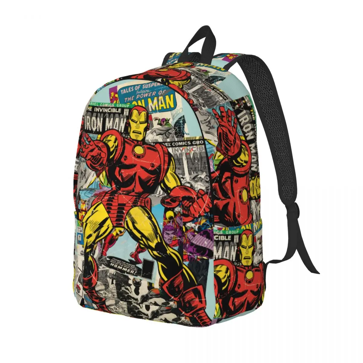 Ransel komik Retro Iron Man tas buku siswa sekolah menengah Tinggi tas olahraga harian Remaja