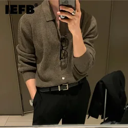 IEFB Cardigan Men's Sweater Autumn Korean Fashion Loose Trend Light Long Sleeve Knitted 2023 Solid Color Male Tops Casual 9A5469