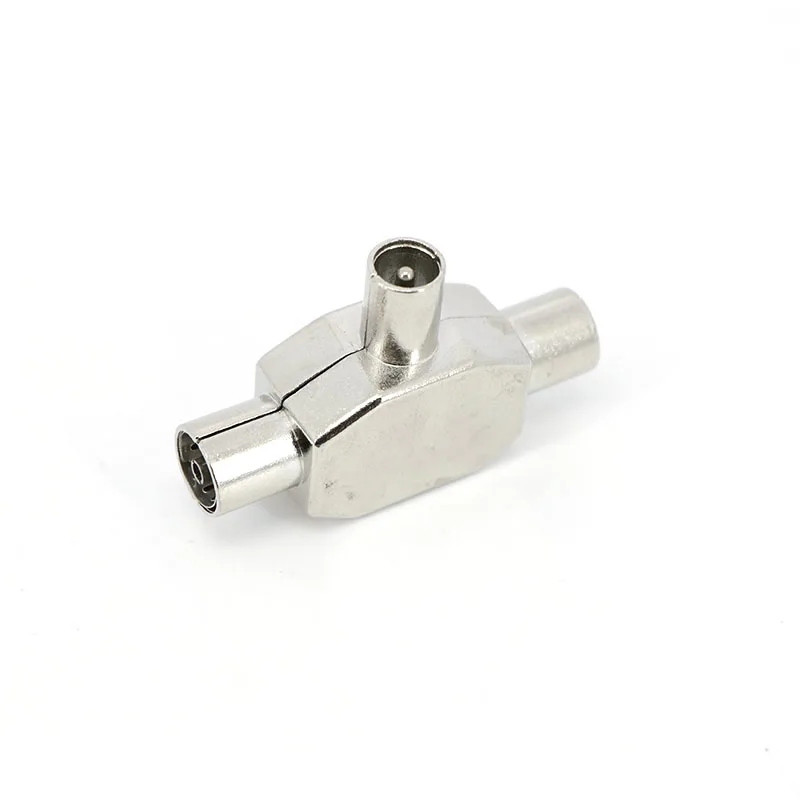 1 to 2 TV Antenna Splitter Adapter 2 Way TV Male to 2 Female Antenna Coaxial Signal Conversion Interface Connector A7