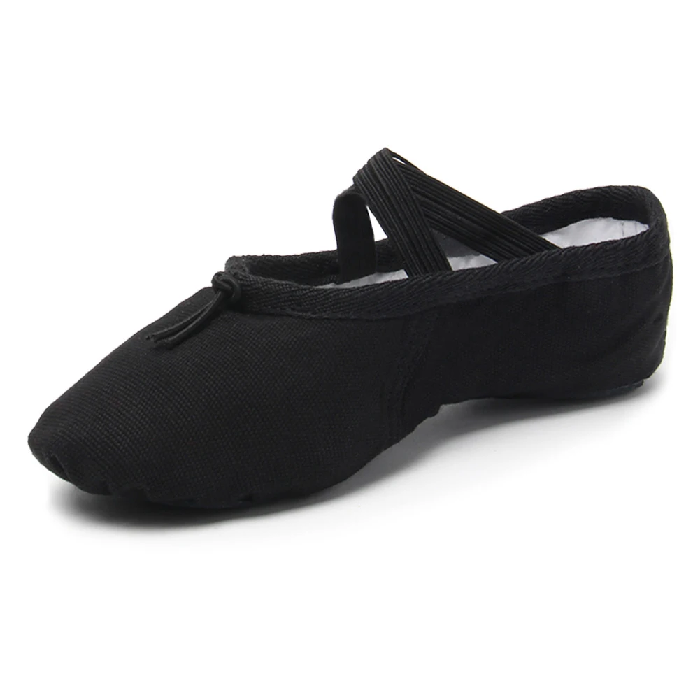 Zapatos planos de Ballet para niña, zapatillas de lona suave para Ballet, gimnasio, Yoga, práctica de baile, color negro y rosa