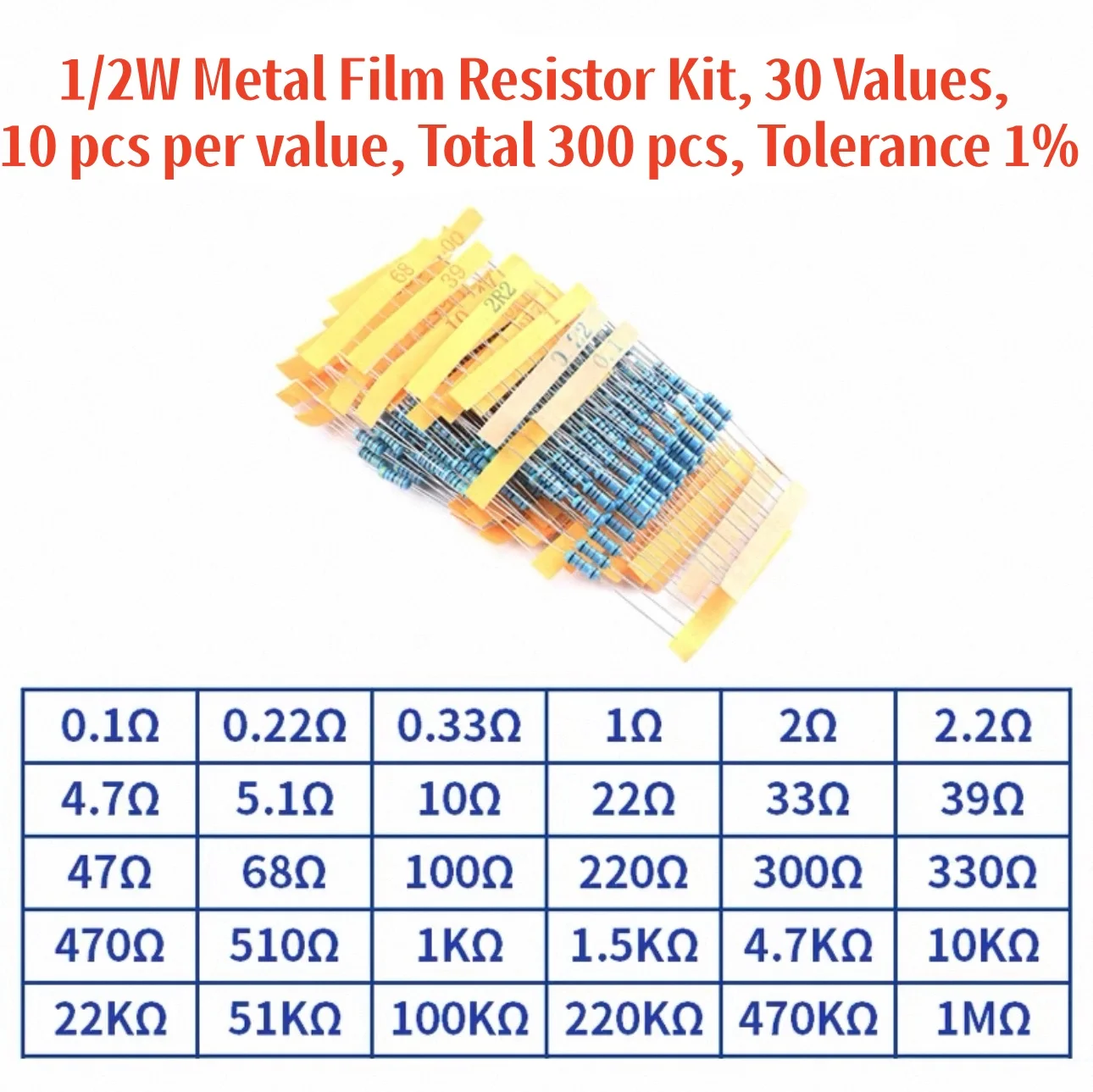 1/4W 1/2W 1W 2W 3W Widerstandsset Widerstand 1% 1/4W 1/2W 1W 2W 3W Metallfilm-Widerstände Kit Ohm Elektronische Komponenten Set