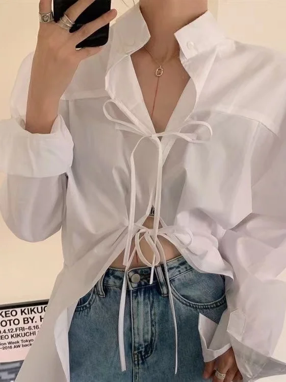 

Women's Loose Long irt Designable Front Ba Wear Spring Autumn New Sle Versatile Comfortable Top Casual Chic Sle