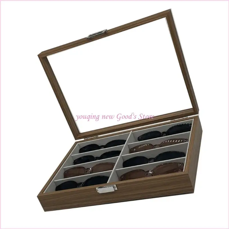 57QA High-End-Sonnenbrillen-Organizer-Schrank, Holzkonstruktion mit transparenter Oberseite – Detail 2