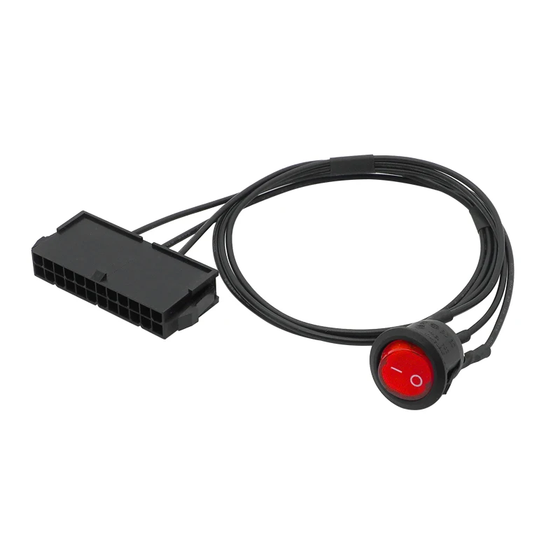 55Cm Kabel Koper Tin Draad 24-Pin Vrouwelijk Atx Psu Pc Voeding Starter Tester Start Up Jumper met Aan/Uit Schakelaar