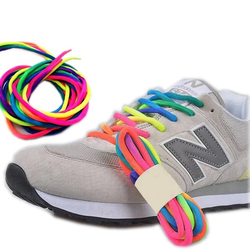 1Pair Round Rainbow Shoelaces Canvas Athletic Shoelace Sport Sneaker Shoe Laces Strings 100CM/120CM