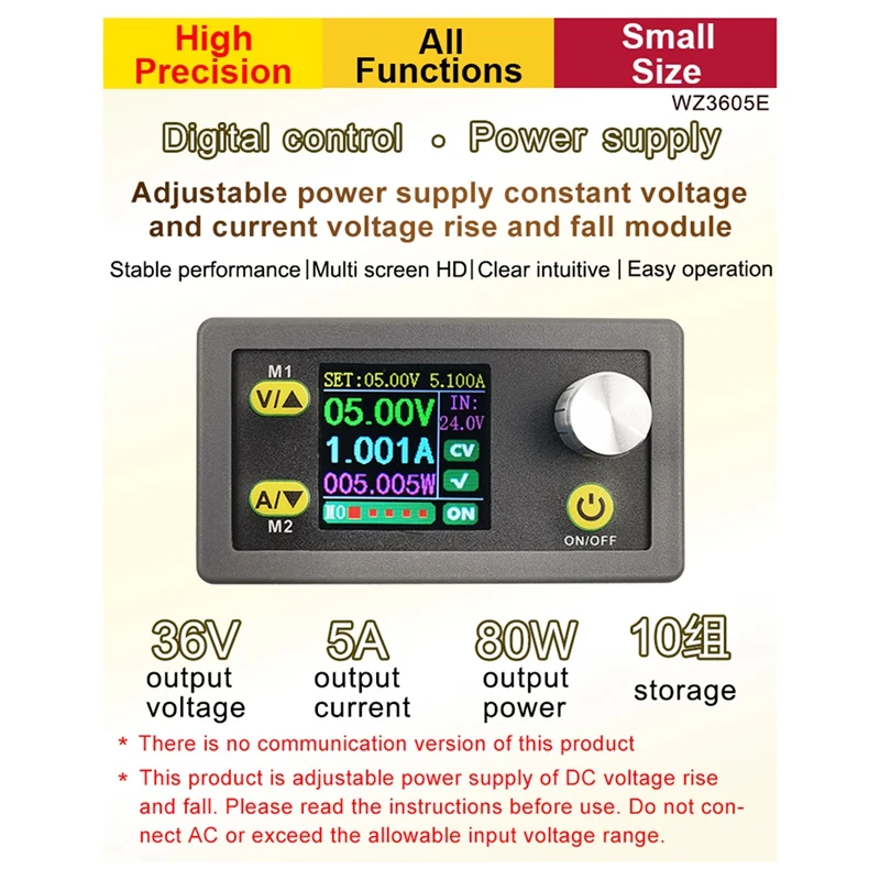 WZ3605E DC DC Boost Converter CC CV 36V 5A Module Adjustable Regulated Laboratory Power Supply Voltmeter Ammeter