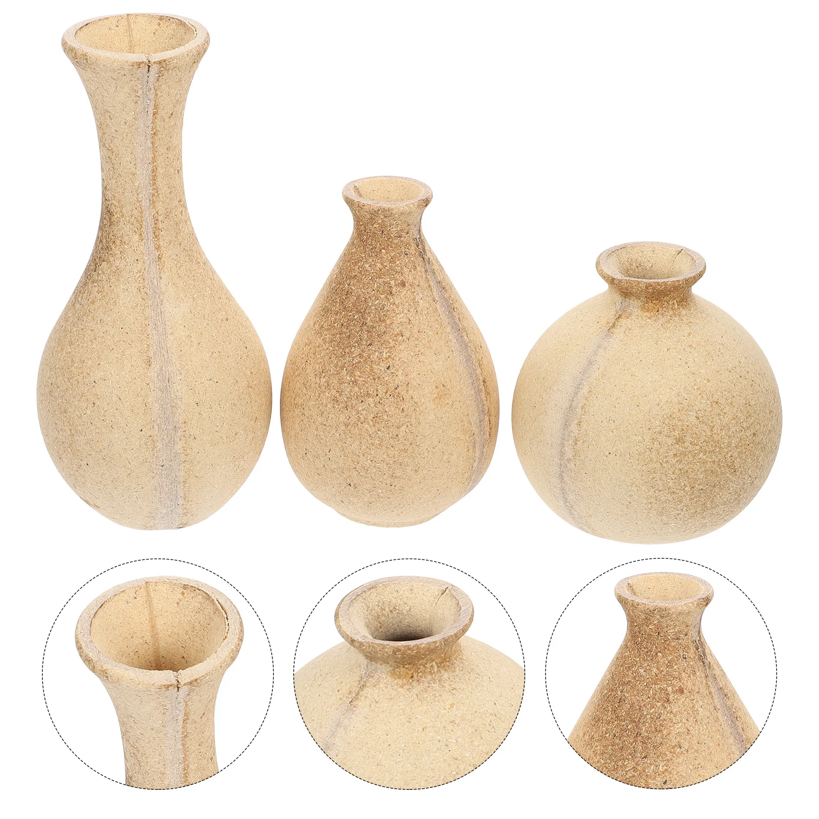 

3Pcs Wood Flower Vases Blank DIY Flower Pots Small Vase Home Desktop Craft Supplies Wood Vase DIY Crafts Material