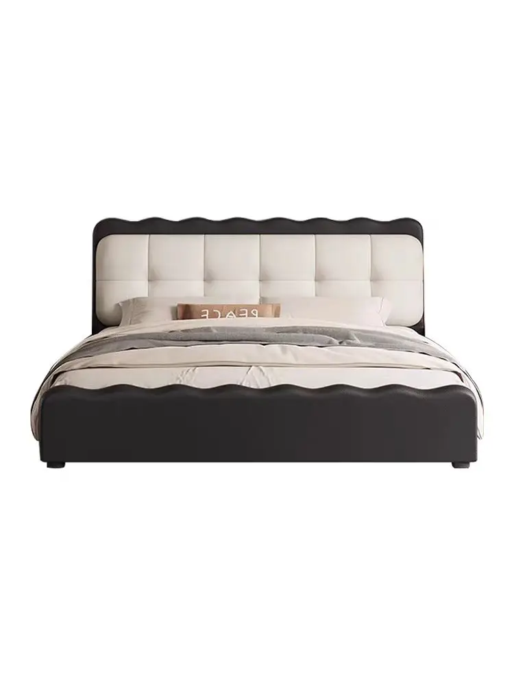 ￥%Contemporary Nordic Luxury King Size Platform Bed Modern Hotel Bedroom Furniture Collection Leather Upholstered Bed