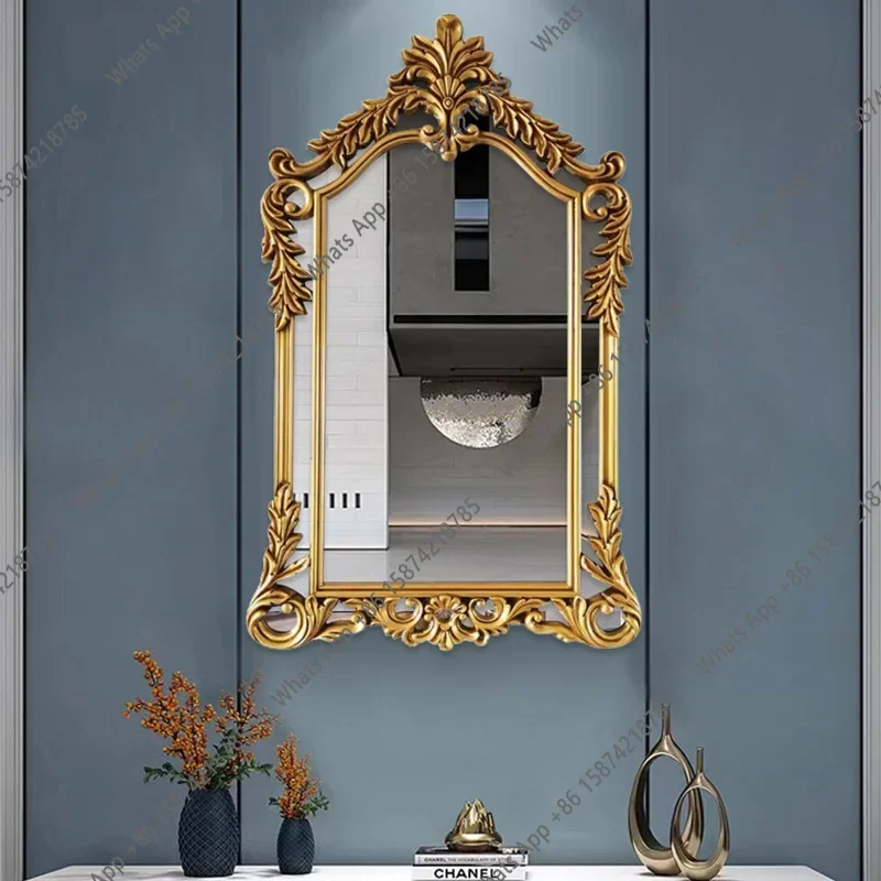 W European Carved Bathroom Retro Porch Table Mirror Household Decorative Mirror Girls Makeup Dresser Mirror