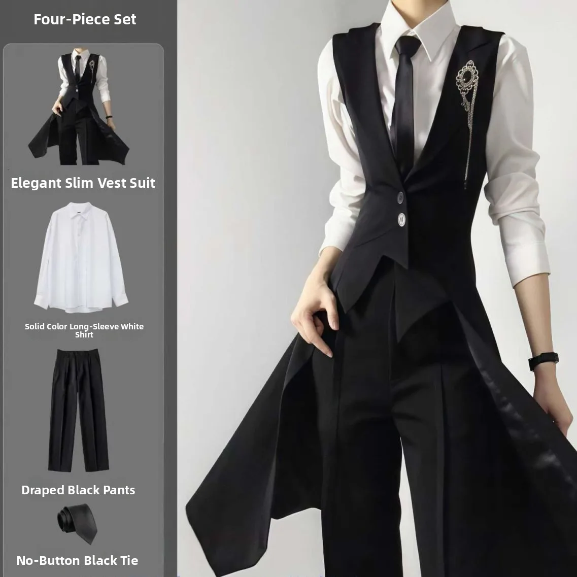 

Комплект жилета Bla Slim Fit, мужской весенне-осенний элитный комплект с ощущением oming, нейтральный Sle Abstinence, системный фрак, ансамбль