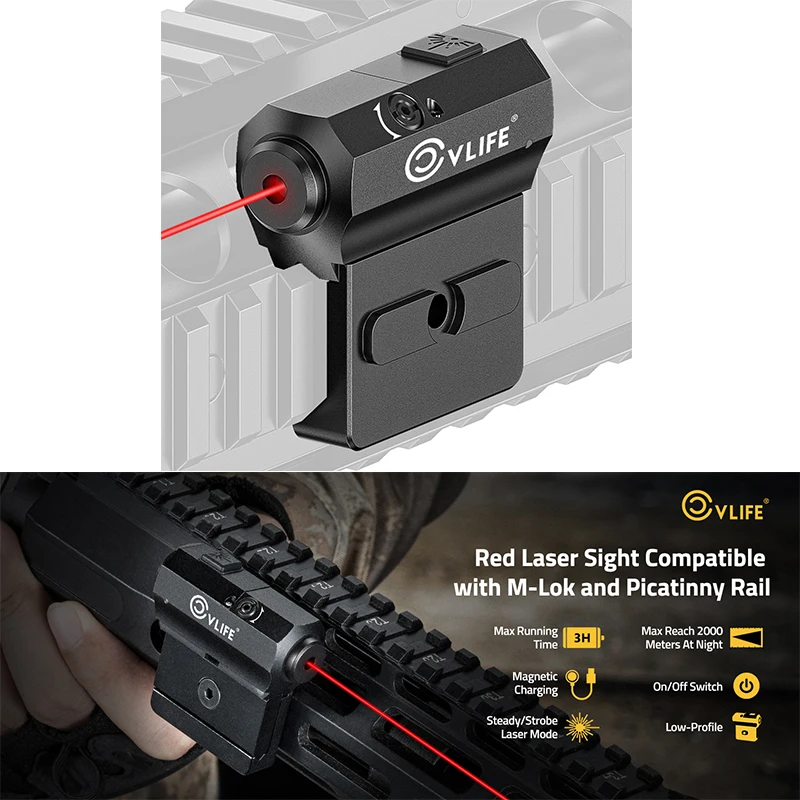 CVLIFE Rifle Red/Green Laser Beam Sight Low Profile Tactical Laser Sights Rechargeable Compatible with Picatinny Rail