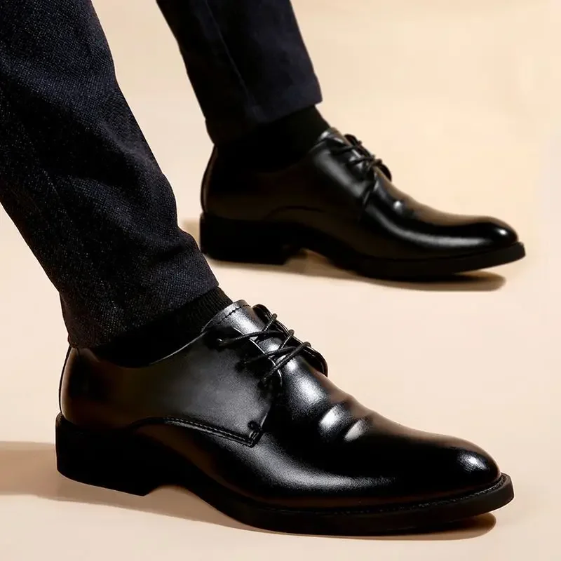 Pointed Toe Dress Shoes Man Black Social Shoe for Men High Quality Fashion Elegant and Classic 2024 Style Footwear Suit Trend 39