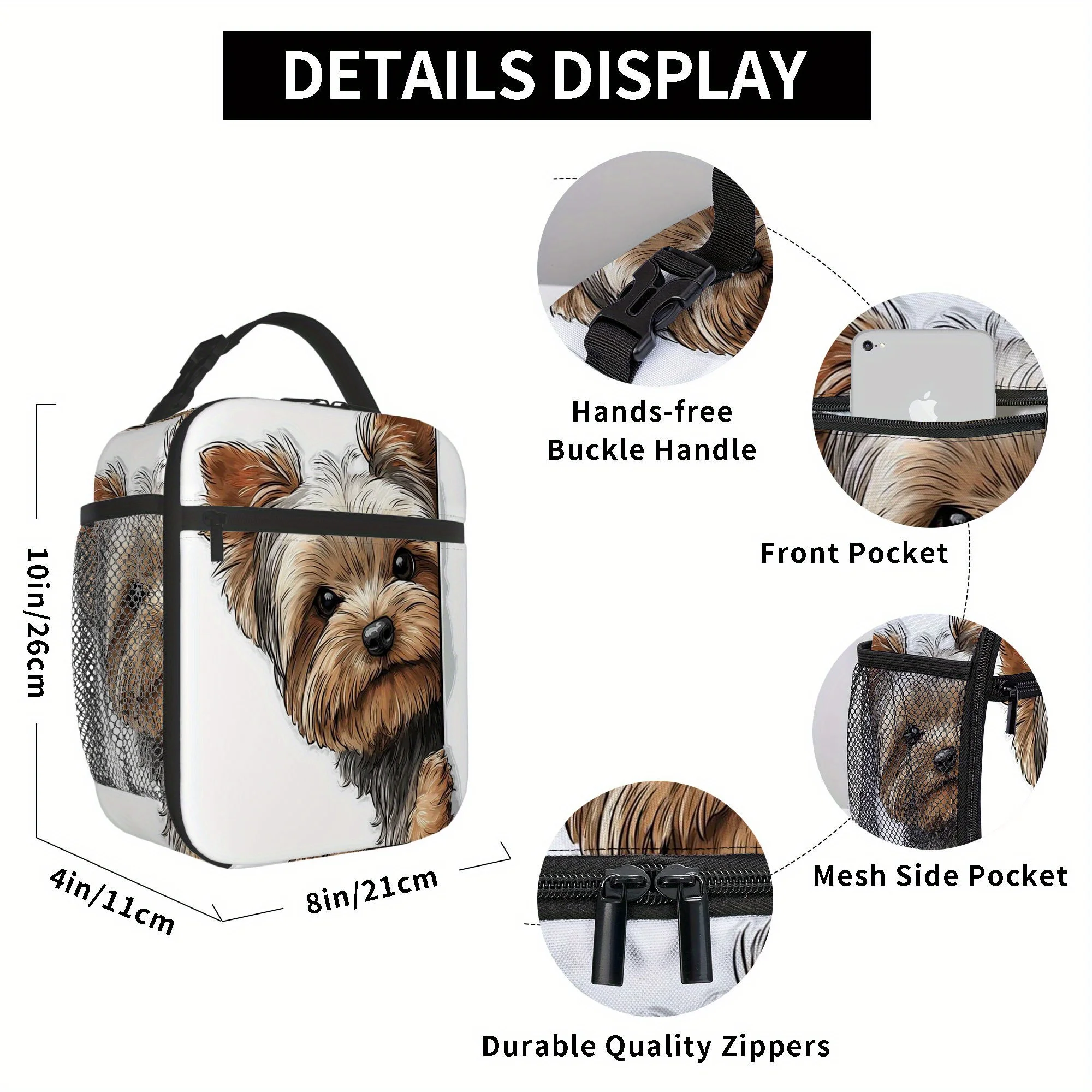 1pc a Thermal Bag Featuring a Dog Peeking Over a Corner, Designed for Insulation. This Bag Is Not Intended for Food Contact And