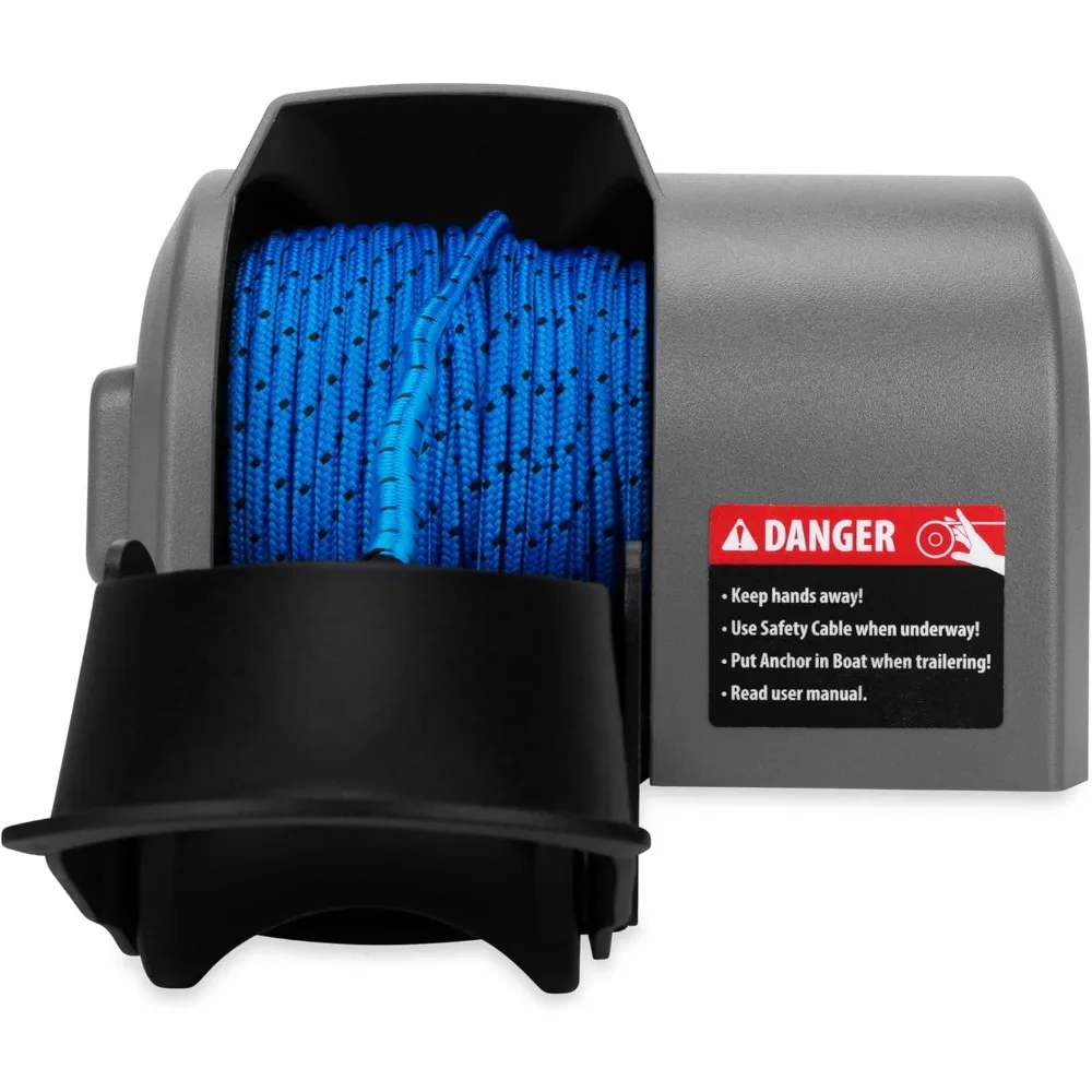 ونش مرساة كهربائي أوتوماتيكي للقوارب المسطحة - يدعم مرساة 40 رطلًا مع حبل ما قبل الجرح بطول 100 قدم #5