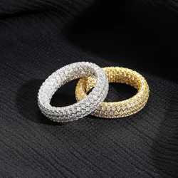 Iced Out D Color Moissanite Eternity Ring 925 Sterling Silver Women Men Hiphop Bling Diamond Wedding Band Pass Tester Wholesale