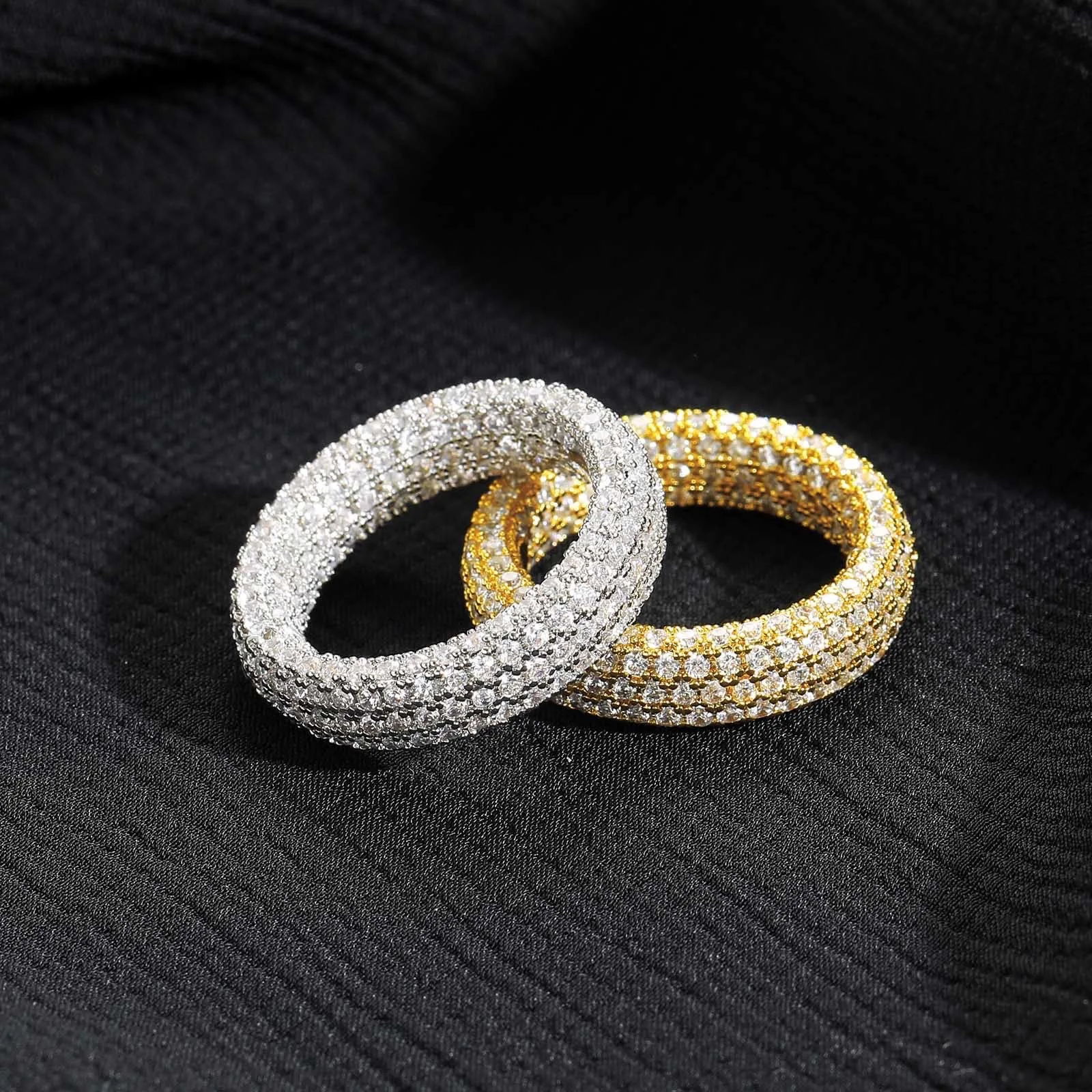 Iced Out D Color Moissanite Eternity Ring 925 Sterling Silver Women Men Hiphop Bling Diamond Wedding Band Pass Tester Wholesale