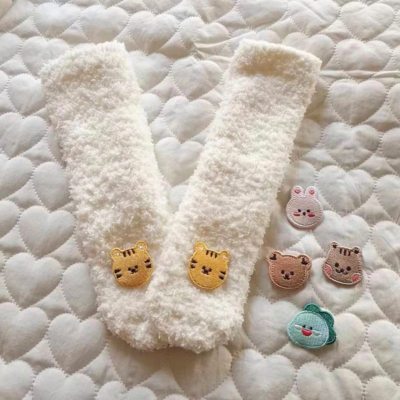 

Cute Autumn Winter Plush Baby Socks Thick Warm Toddler White Knee High Baby Long Tube Socks Newborn Anti Slip Floor Socks