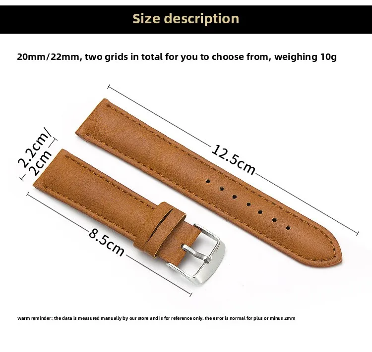 20 mm 22 mm braunes PU-Lederarmband, geeignet für Herren- und Damenarmbänder, Herrenuhren-Zubehör, Uhrenarmband – Detail 7