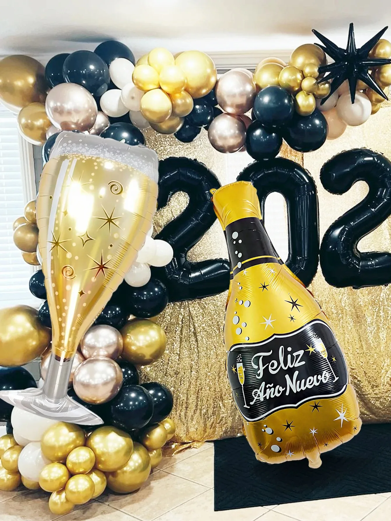 2 قطعة بالونات زجاجات النبيذ الاسبانية للعام الجديد ، عيد الميلاد ، حفلة رأس السنة 2026 ، حفلة عيد الميلاد ، هدايا تزيين الدعائم للاحتفال