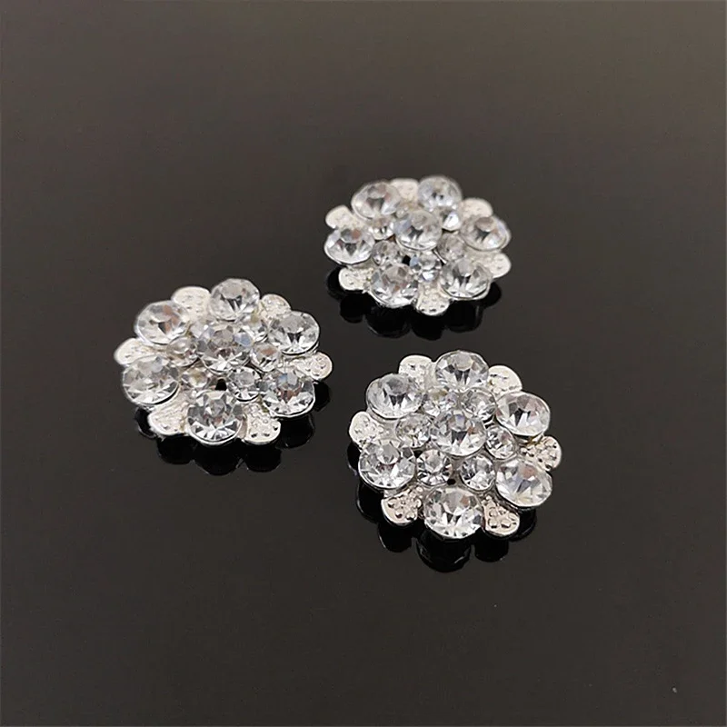 Engood 100pcs Crystal Rhinestones Button Sewing Trim & Embellishments Craft Buckles for DIY Hair Wedding Clothes Decoration