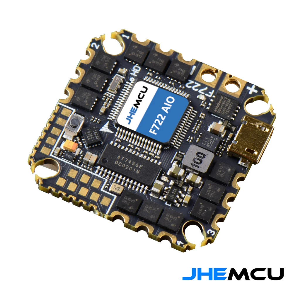 

JHEMCU GHF722AIO-HD 40A AIO FC STM32F722 F7 MCU + 40A BLHeli_32 4-in-1 ESC 2-6S HV 20×20mm Betaflight OSD USB-C Digital HD Ready