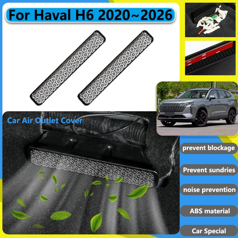 

2X Car Air Outlet Covers For GWM Haval H6 2020~2024 2025 Rear Seat Conditioner Under Duct Vent Grille Protector Auto Accessories