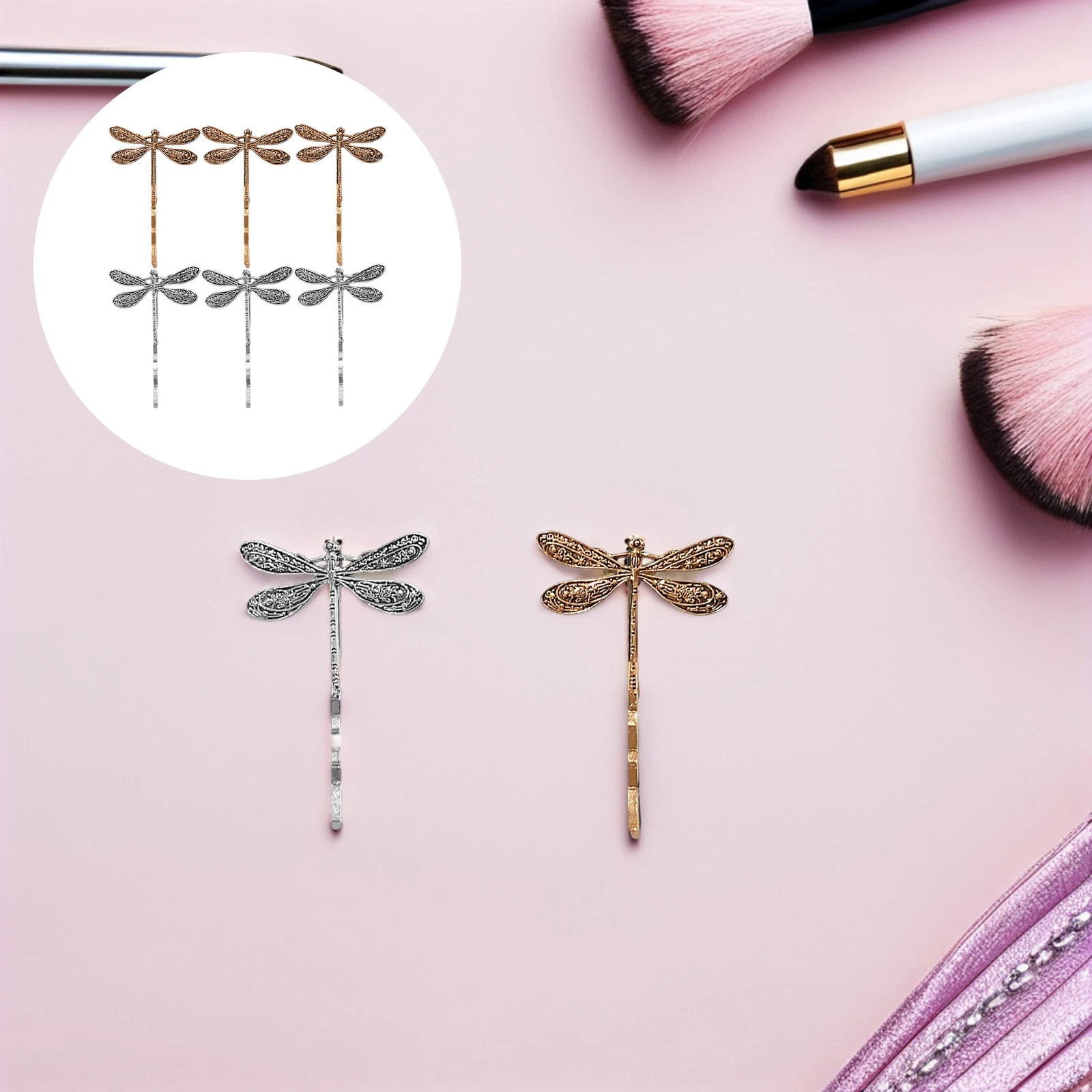 

6 Pcs Vintage Dragonfly Hair Clips Retro Metal Bobby Pins for Women Hair Accessories Silver LD235 Decorative Banquet