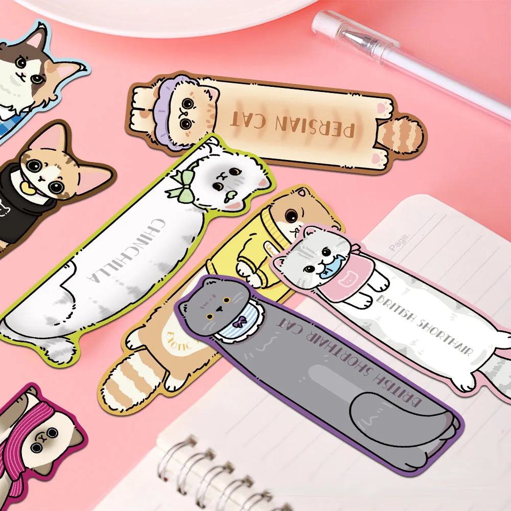 30pcs Irregular Reading Cats Bookmarks Decoration Card Reading Pages Books Annotated Stationary Supplies Aesthetic Bookmark